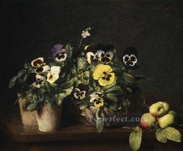 クラシックフラワー Painting - パンジーのある静物画 1874 年の画家 アンリ・ファンタン・ラトゥールの花柄